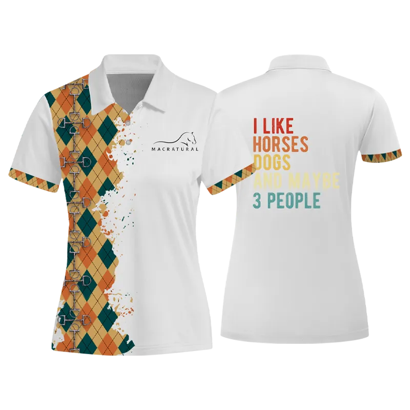 Women's Riding Style Horse Print Casual Short Sleeve POLO Shirt