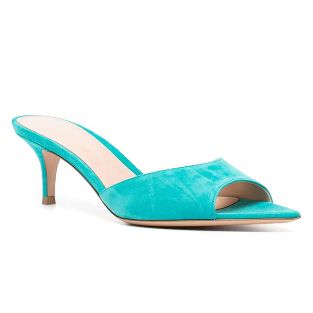 Valencia Blue Suede Slip-On Sandals