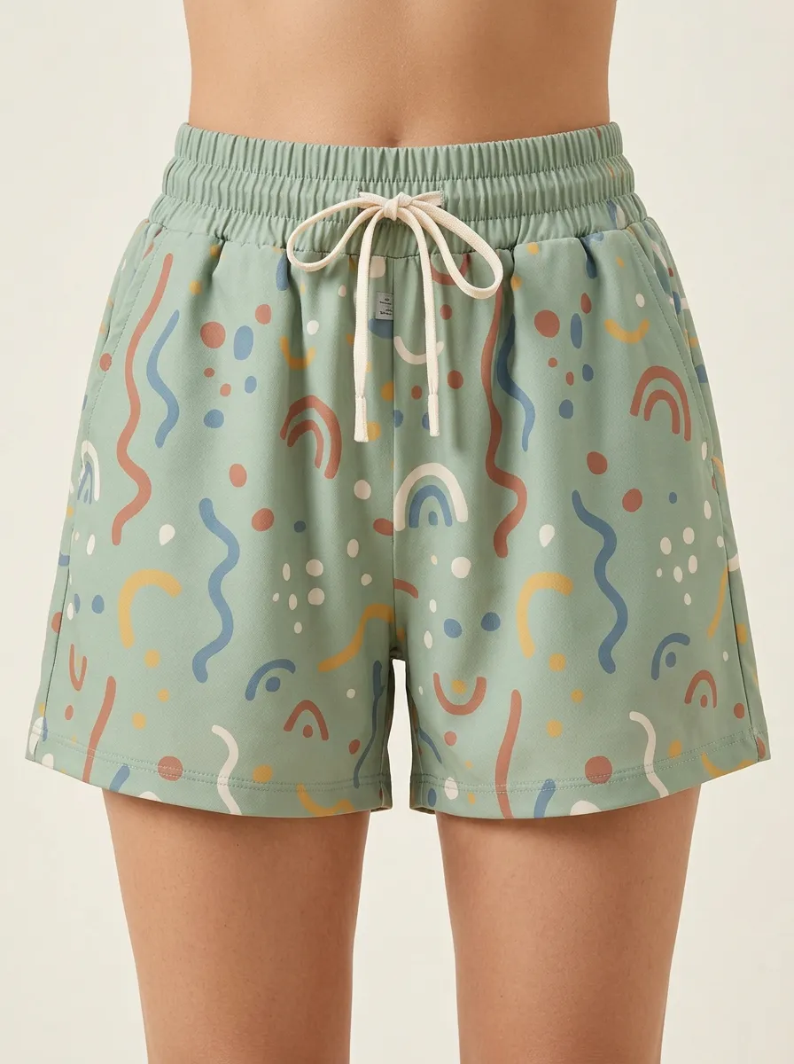 Women's Abstract Pattern Straight-Hem Shorts