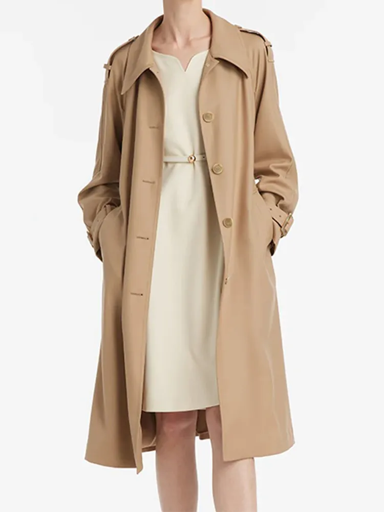 Wool Lapel Women Trench Coat