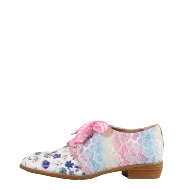 Floral Lace Tie Up Loafers