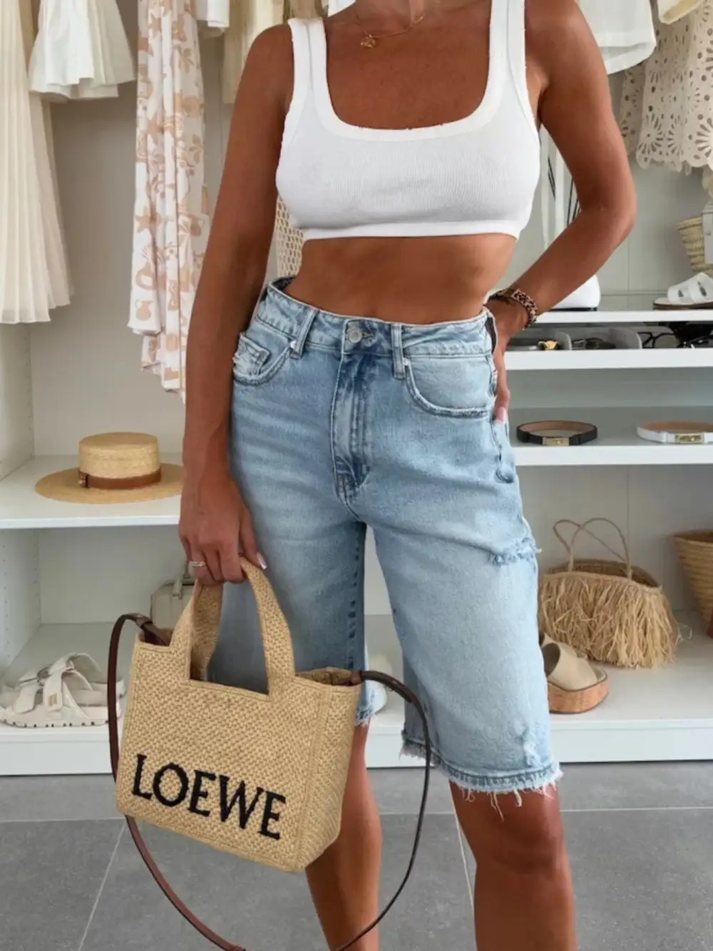 Everyday Distressed High Waisted Denim Shorts