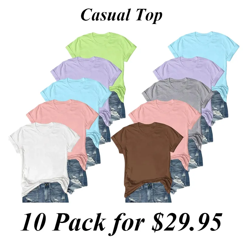 Women'S Solid Round Neck Tee, Casual Short Sleeve T-Shirt For Summer, Ladies Clothes For Daily Wear