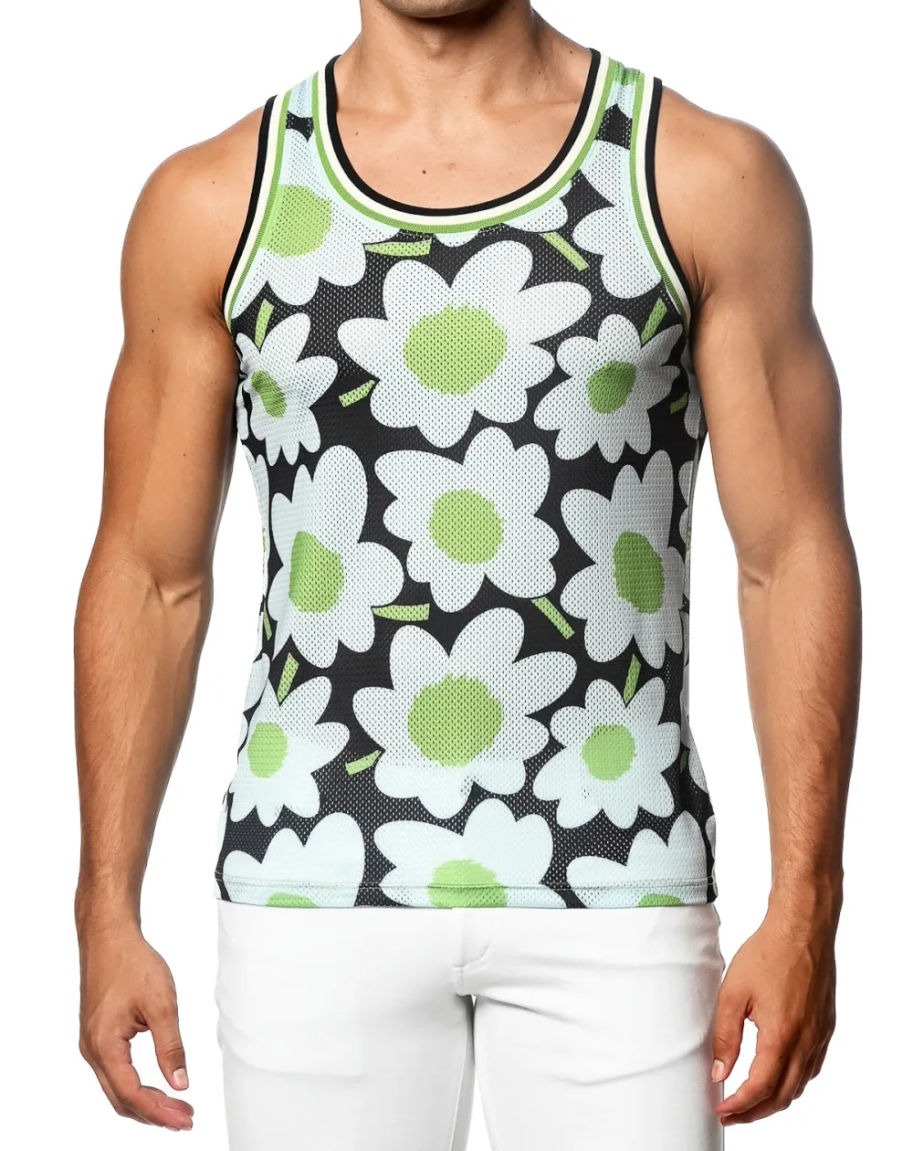Neat Printed Mesh Tank Top