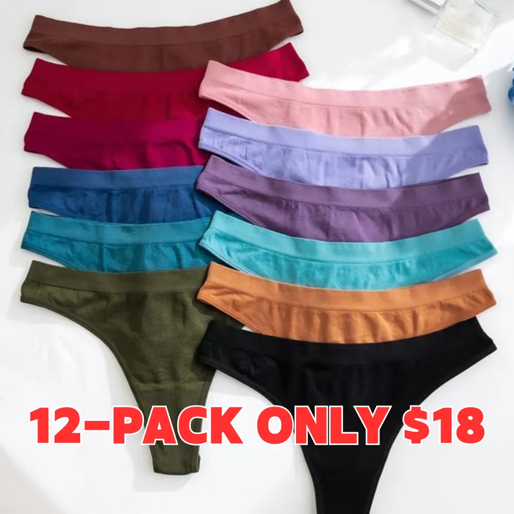 Women's Solid Color Drop Waist Thong, Soft Comfy Breathable Panty for Daily Wear, Women's Underwear for All Seasons