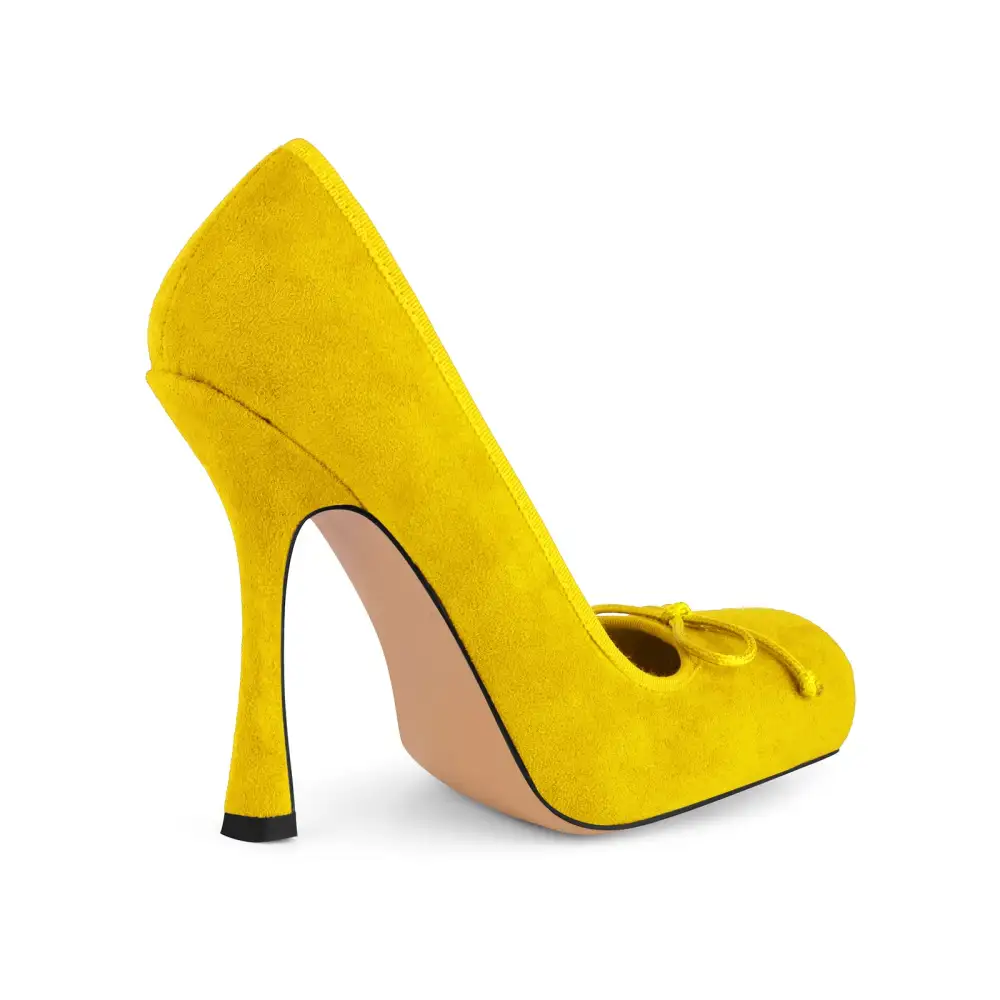 Suede Finish Leopard Pattern Square Toe Stiletto Pumps