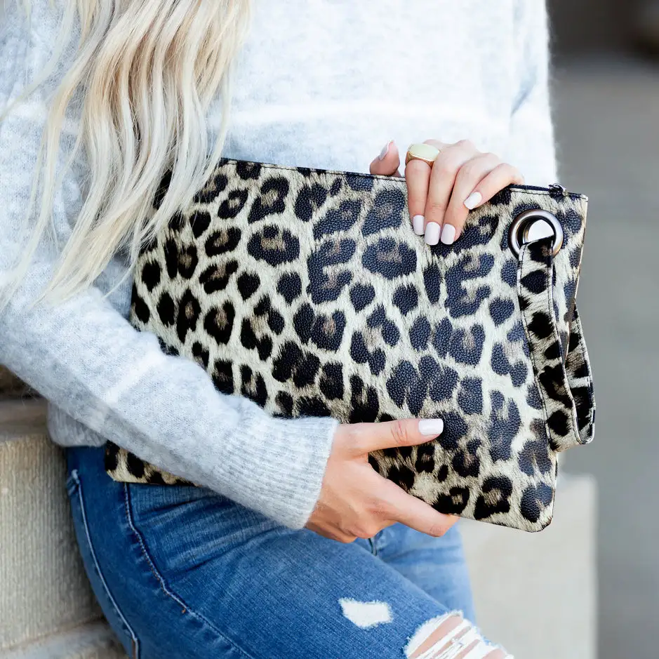Leopard Print Oversize Clutch Bag