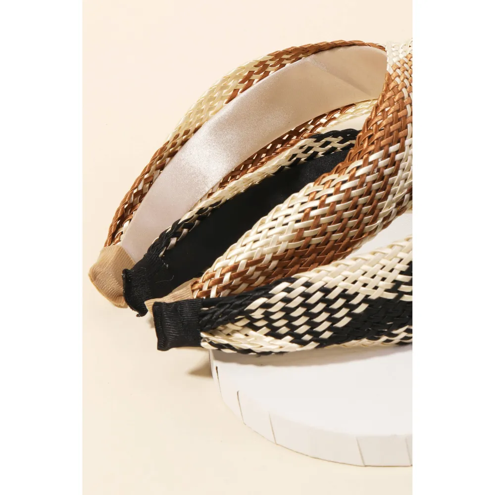 Two Tone Basket Weave Twist Headband