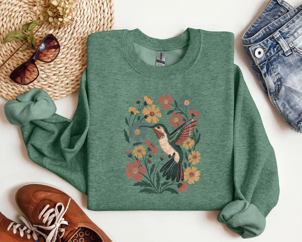 Hummingbird Graphic Crewneck Sweatshirt