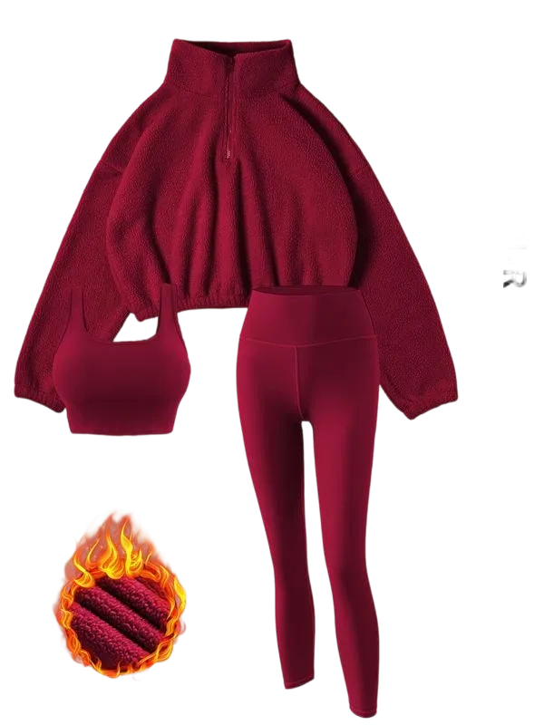 Women's Solid Thermal Lined Tracksuit Set