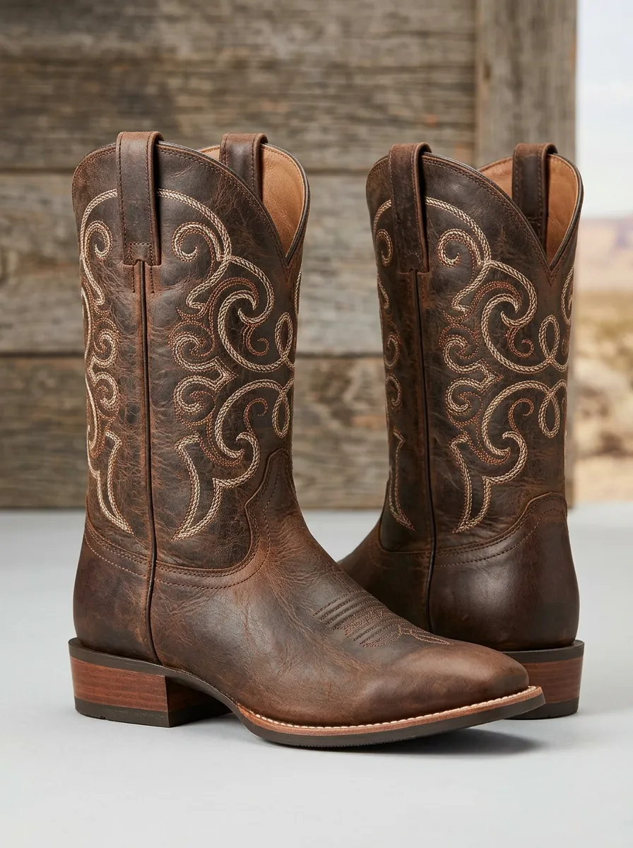 Men's Open Range Inspired Western Cowboy Embroidered Cowboy Boots