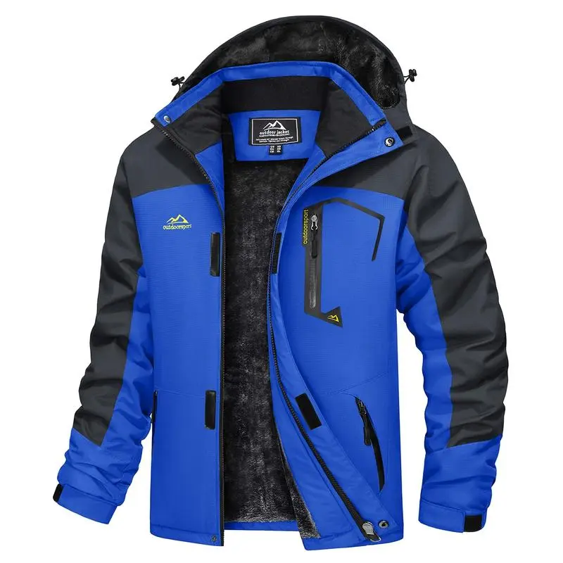 Men's Winter Coats Waterproof Ski Snow Jacket Warm Fleece Jacket Parka Raincoats With Multi-Pockets