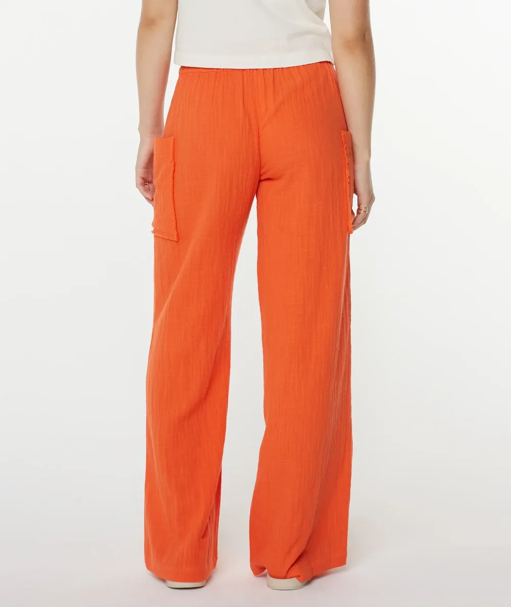 White Pure Cotton Ladies Wide-Leg Pants