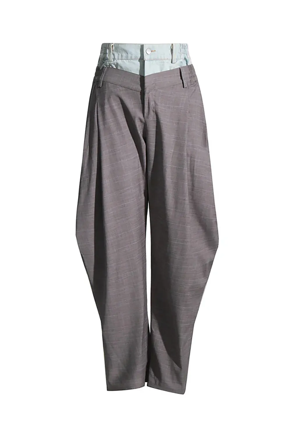 Double Waist High Rise Pleated Detail Hybrid Horseshoe Pants