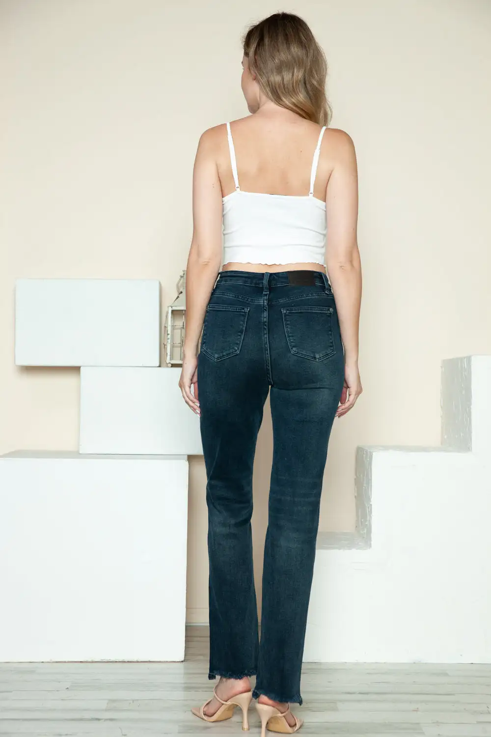 Classic Straight Leg Button Denim Jeans