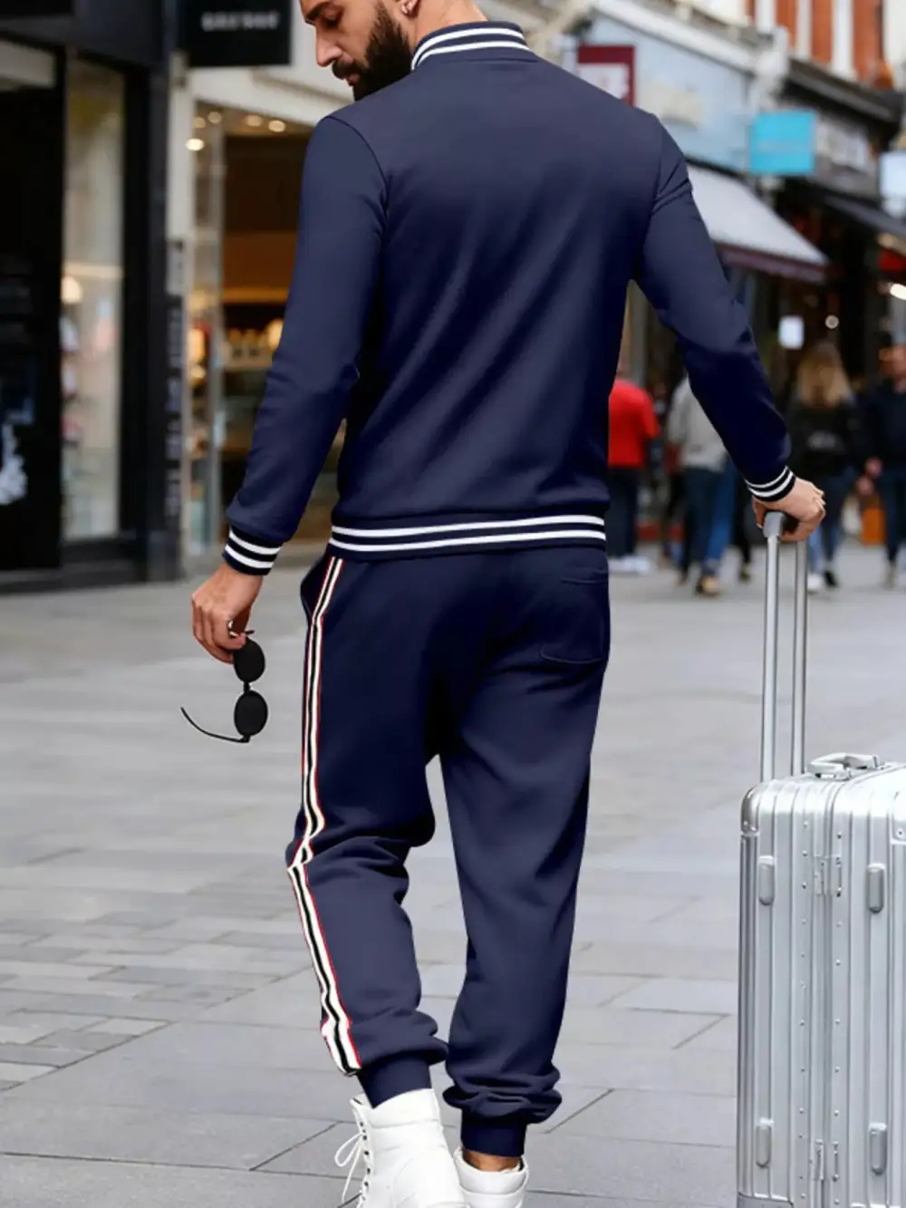 Men's Full Size Striped Snap Down Top and Pants Set