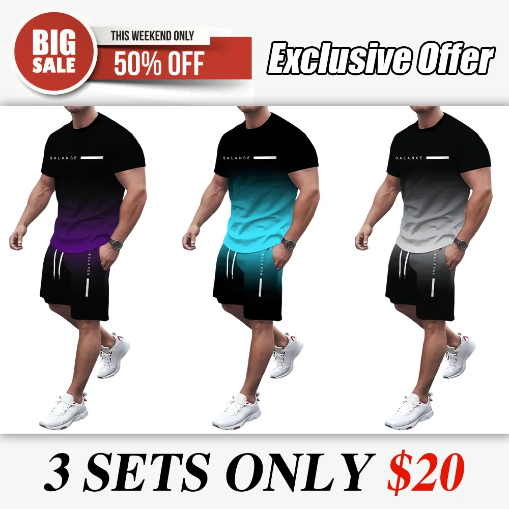 🔥 Men's Gradient Fitness Sets | Lightweight & Breathable Fabric, All-Day Comfort for Workouts