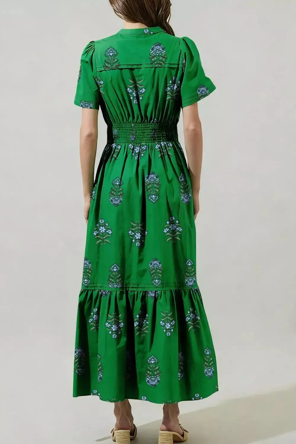 Floral Printed Smocked Maxi Dress