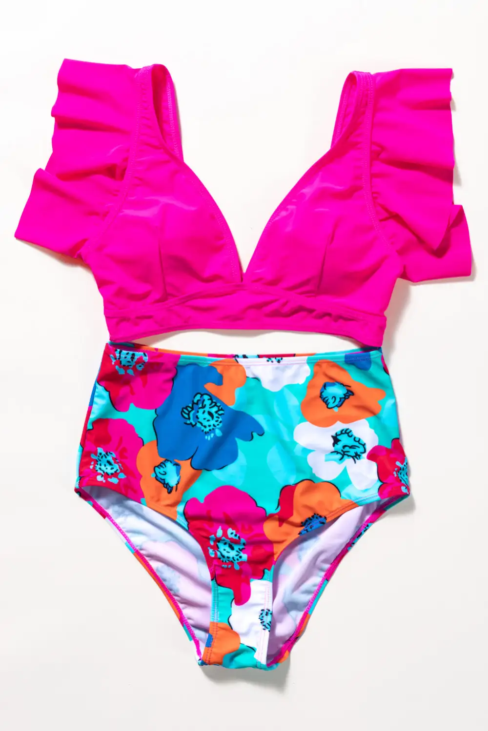 Floral Print High Bikini Bottom Swim Set