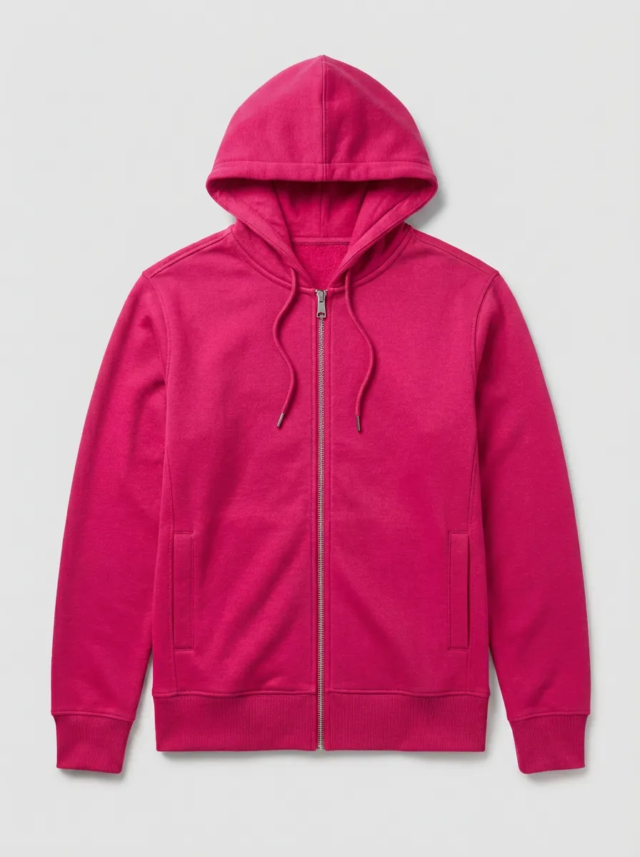 Minimal Plain Unisex Zip-Up Hooded Jacket