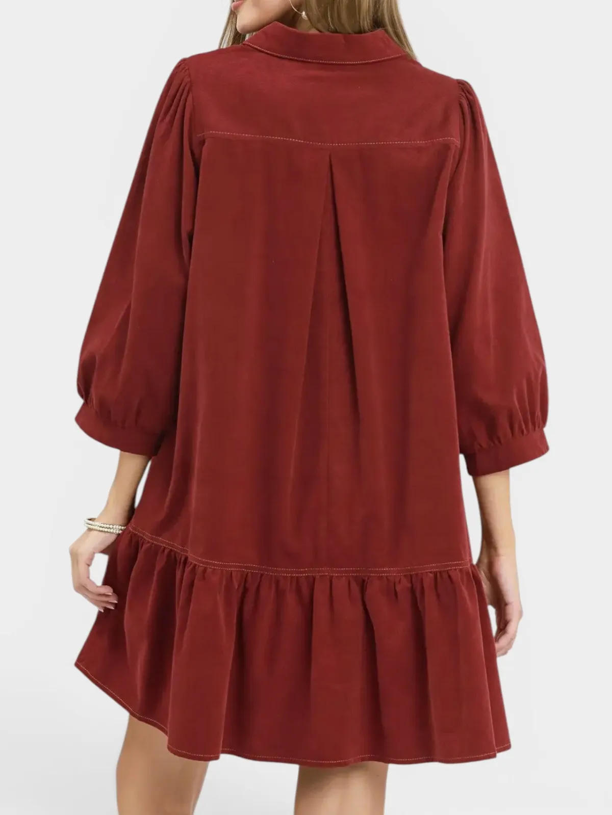 Corduroy Collared Mini Dress