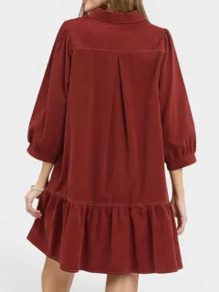 Corduroy Collared Mini Dress