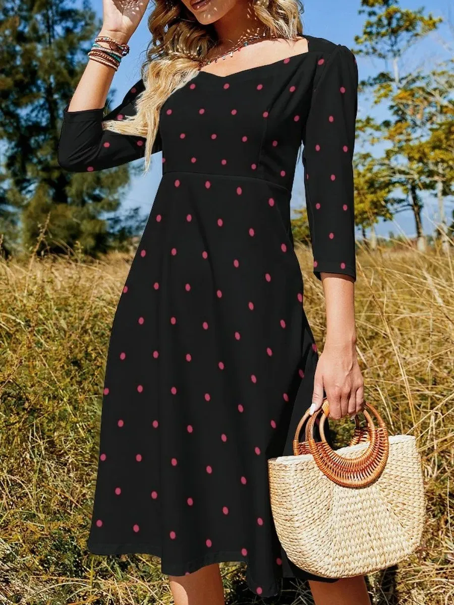 Contrast Polka Dot Midi Dress