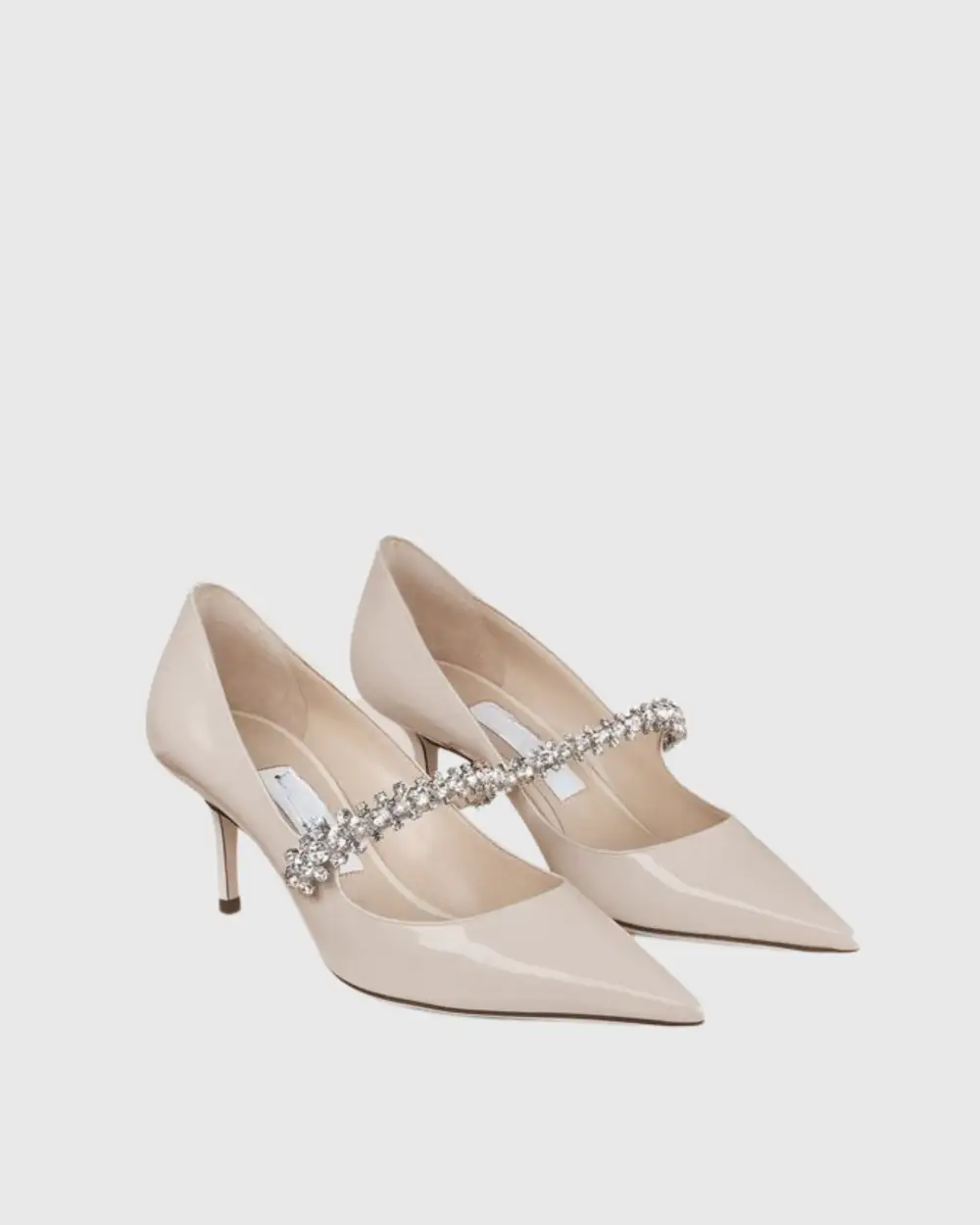 Rhinestone Strap Pumps in Natural