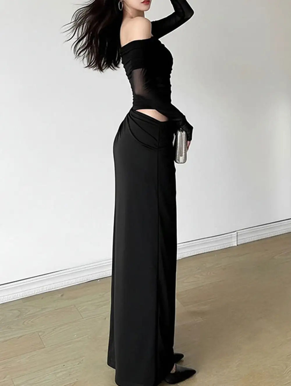 Textured Detail French Slim-Fit Dress