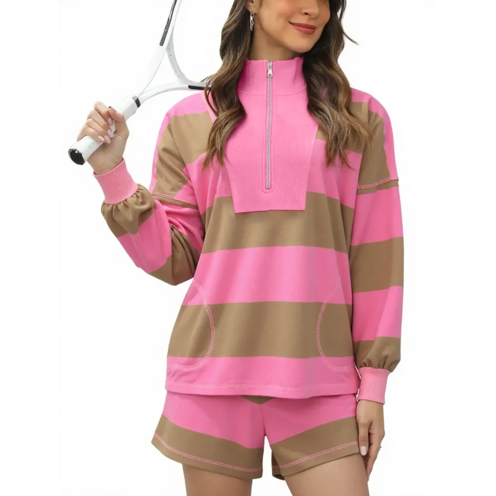 Women's Casual Striped Long-Sleeve Suit
