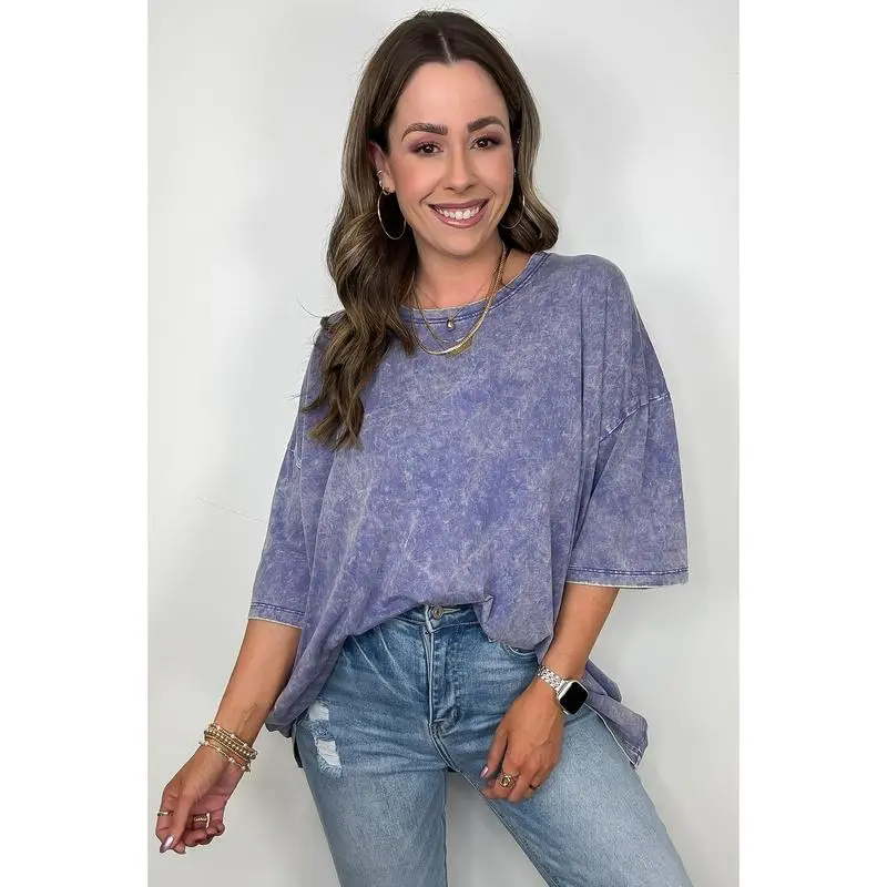 6PACK-Mineral Wash Oversized Top - BACK IN STOCK