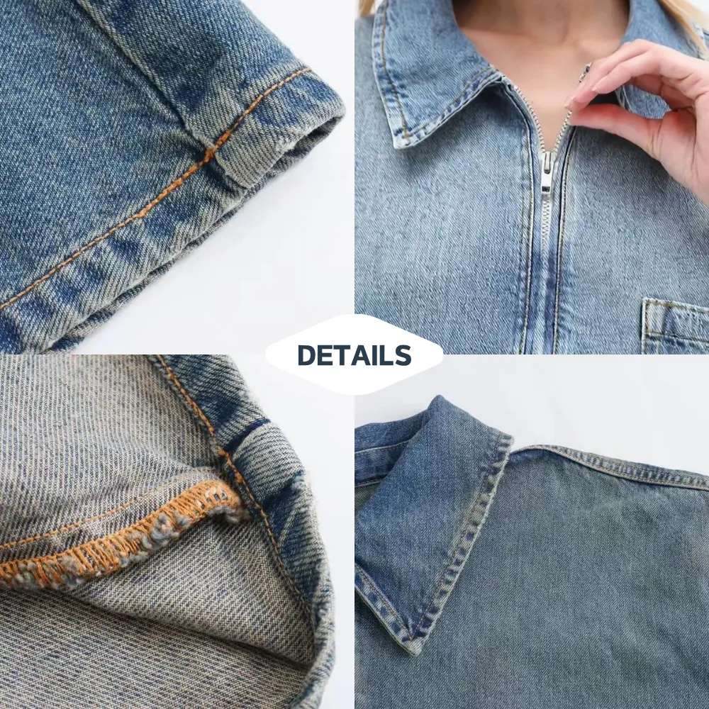 🔥 Loose Fit Denim Dress 👖 Vintage Blue Half-Zip | BF Fall Daily Must-Have 💰