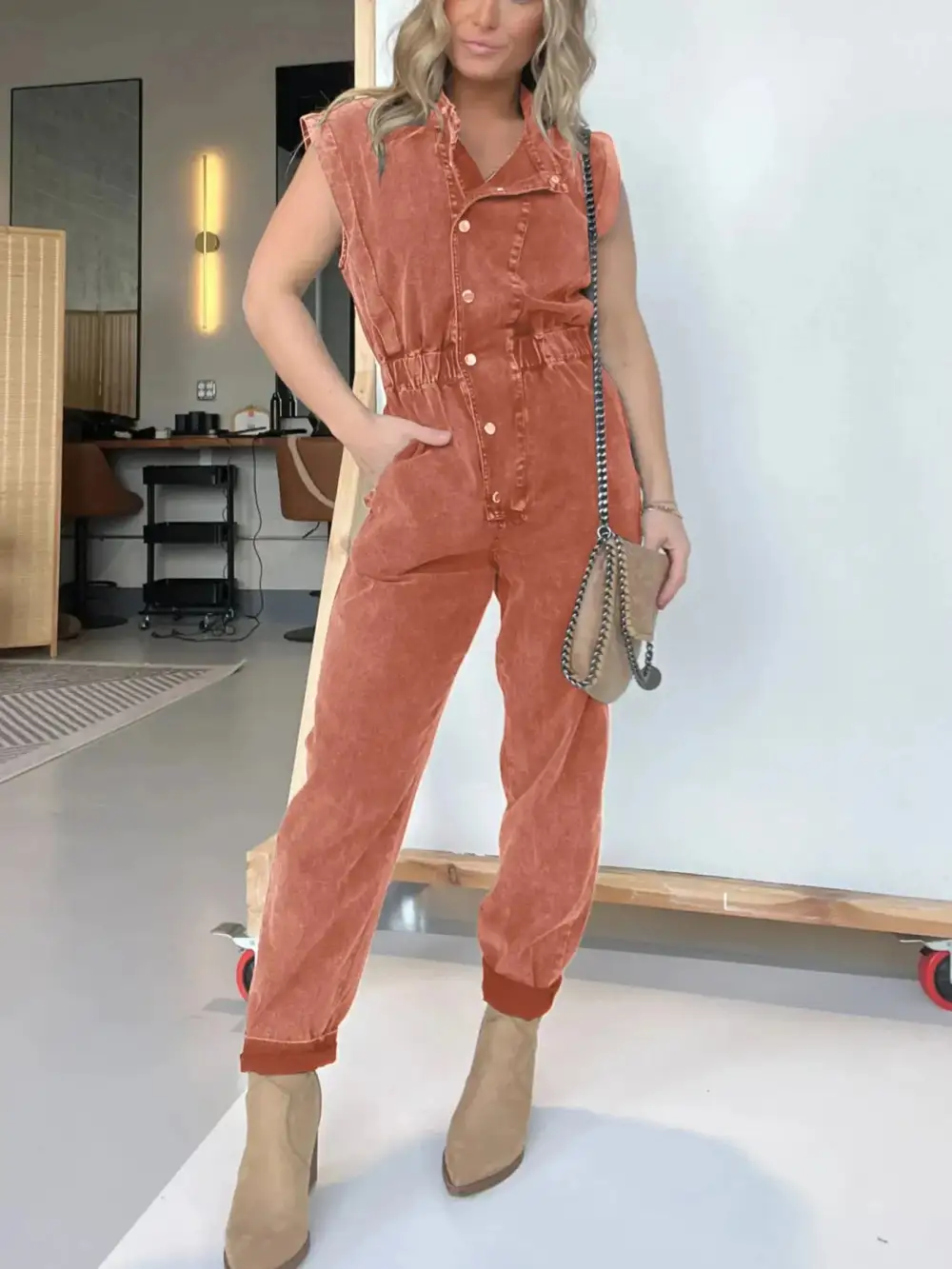 Plus Size Button Front Cap Sleeve Accessory