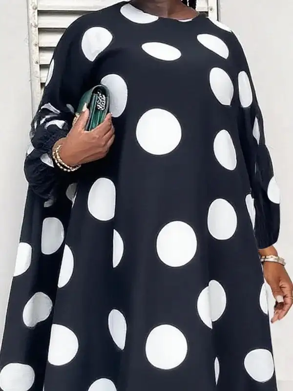 Polka Dot Long Neck Maxi Dress