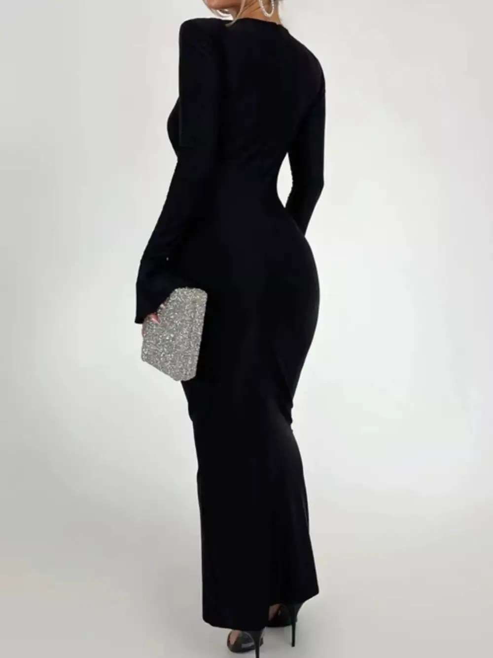 Lightweight Feel Ruched Long Sleeve Maxi Dress