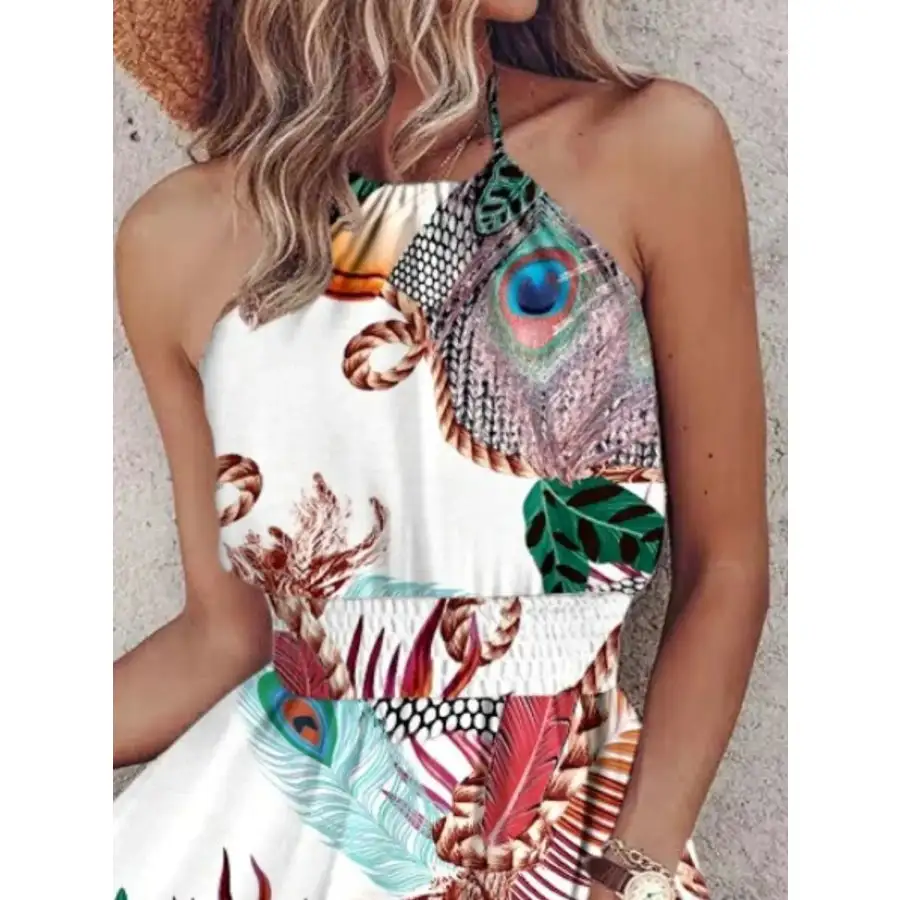 Paisley Print Halter Neck Mini Dress