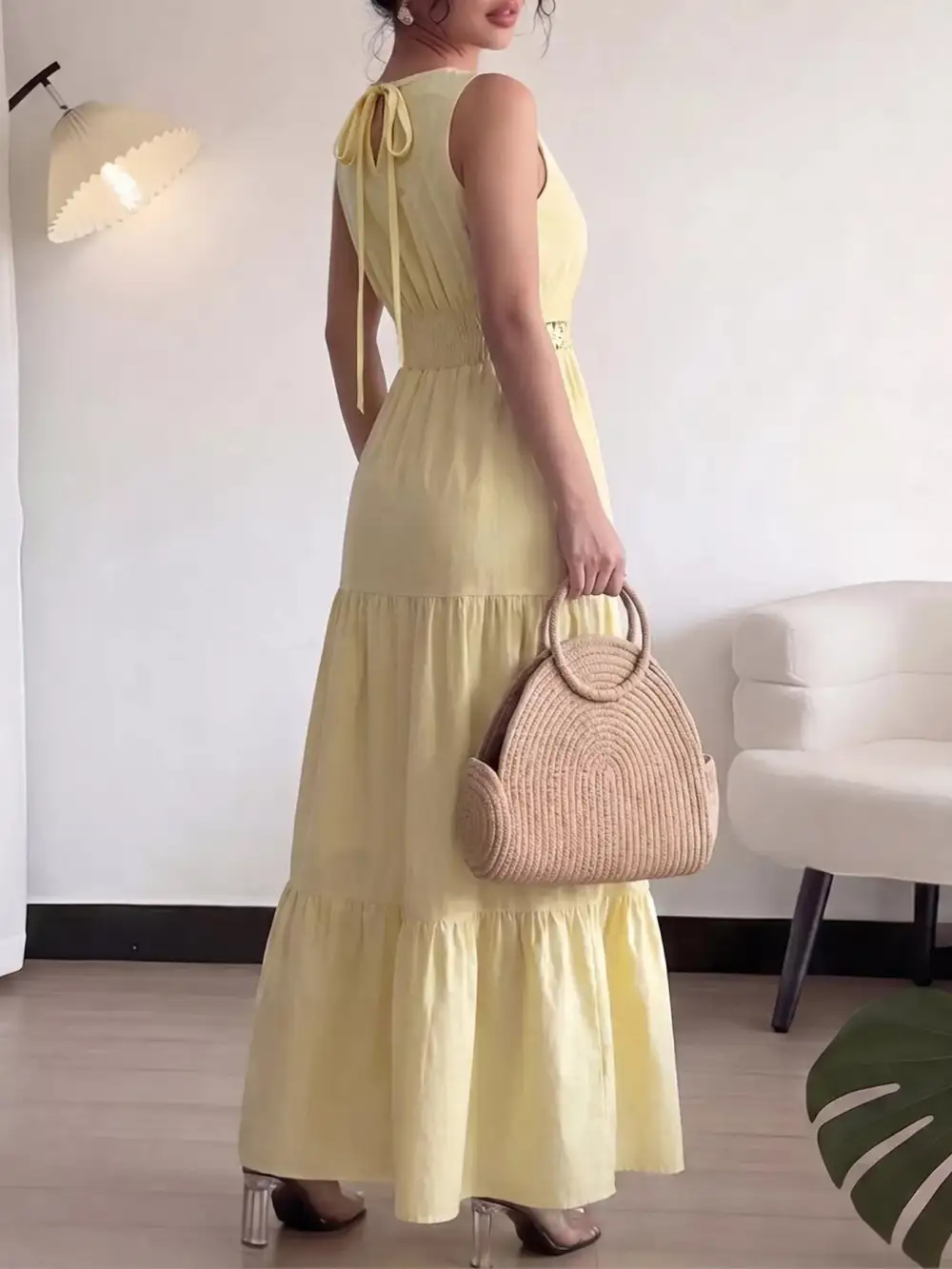 Lace Tiered Sleeveless Maxi Dress