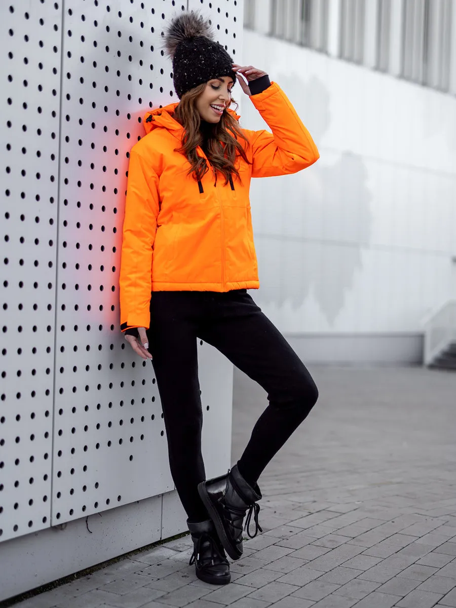 Orange women's winter ski jacket
