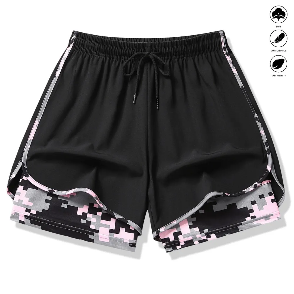 2-in-1 High Waist Athletic Shorts – Quick-Dry Summer Activewear