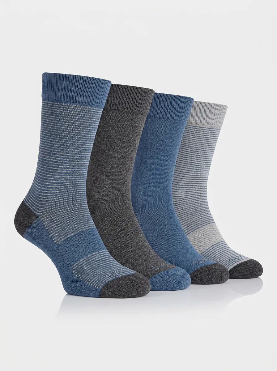 Casual Striped Printed Detail Men's Four Pair Socks