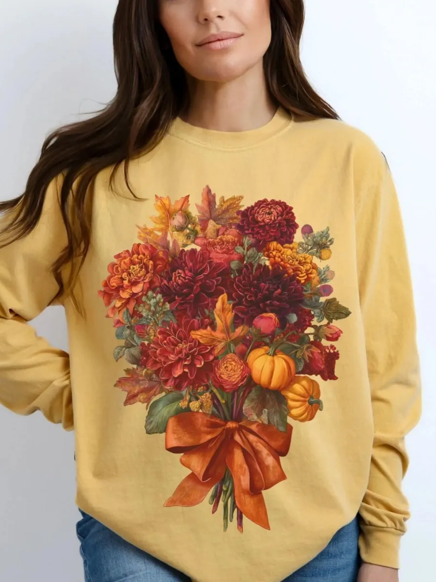 Pumpkin Bouquet Print T-Shirt