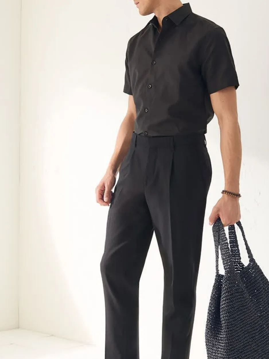 Black Casual Style Short-Sleeve Shirt