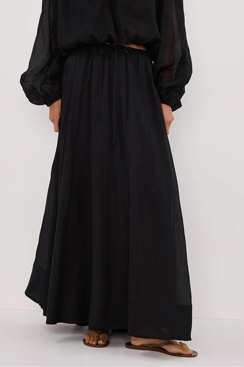 BLACK RAMIE MAXI SKIRT
