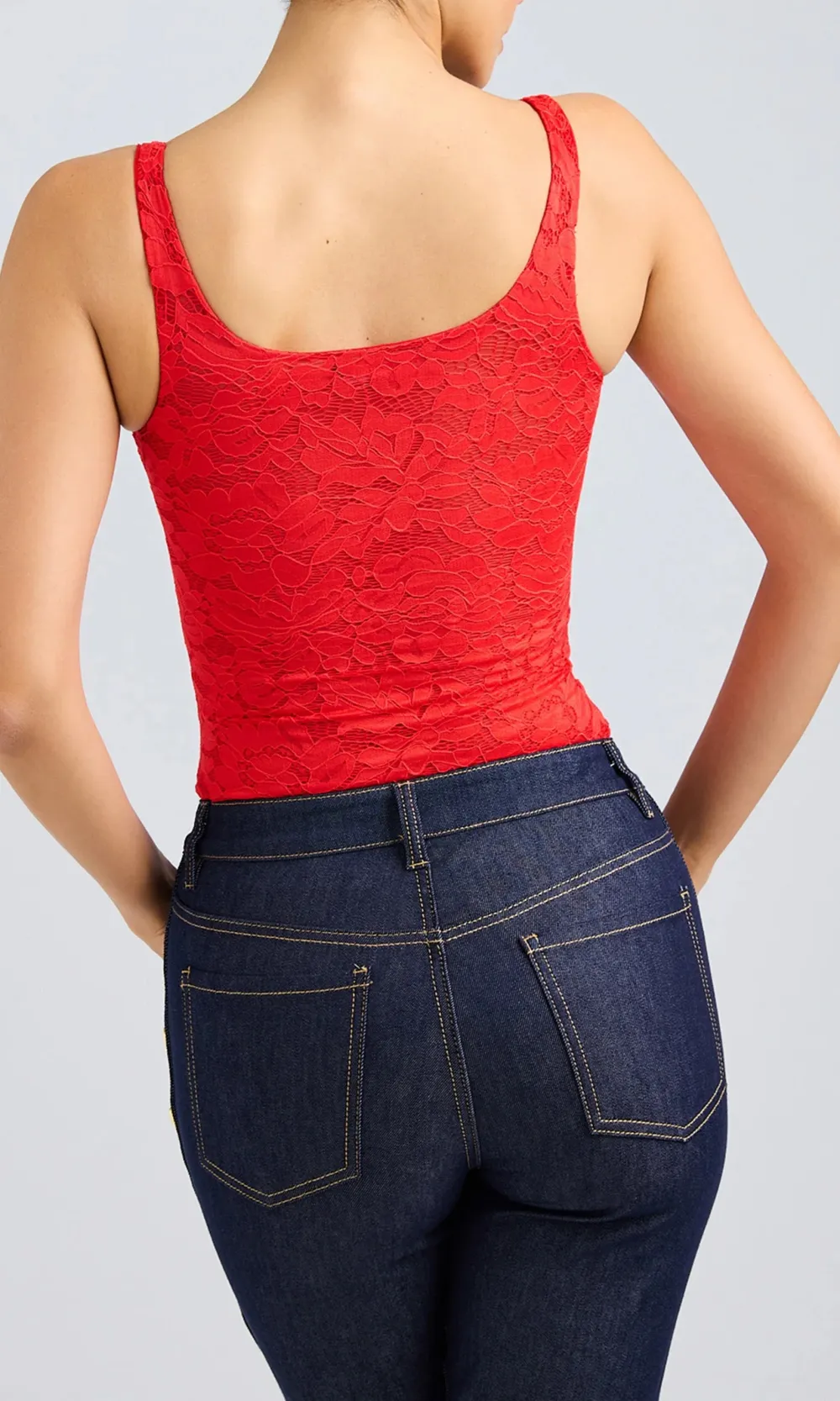 Bright Red Lace Bodysuit