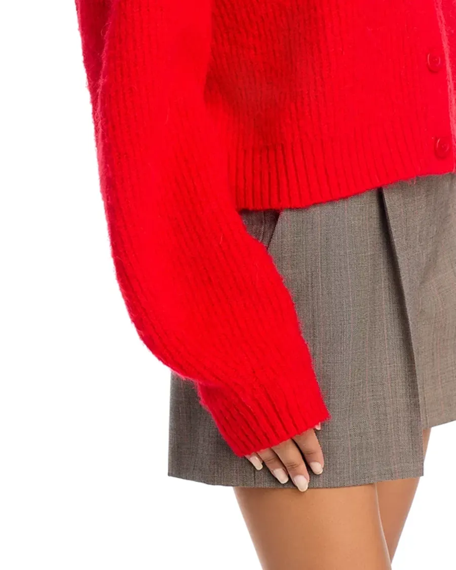 Drop Shoulders Crewneck Button Front Cardigan