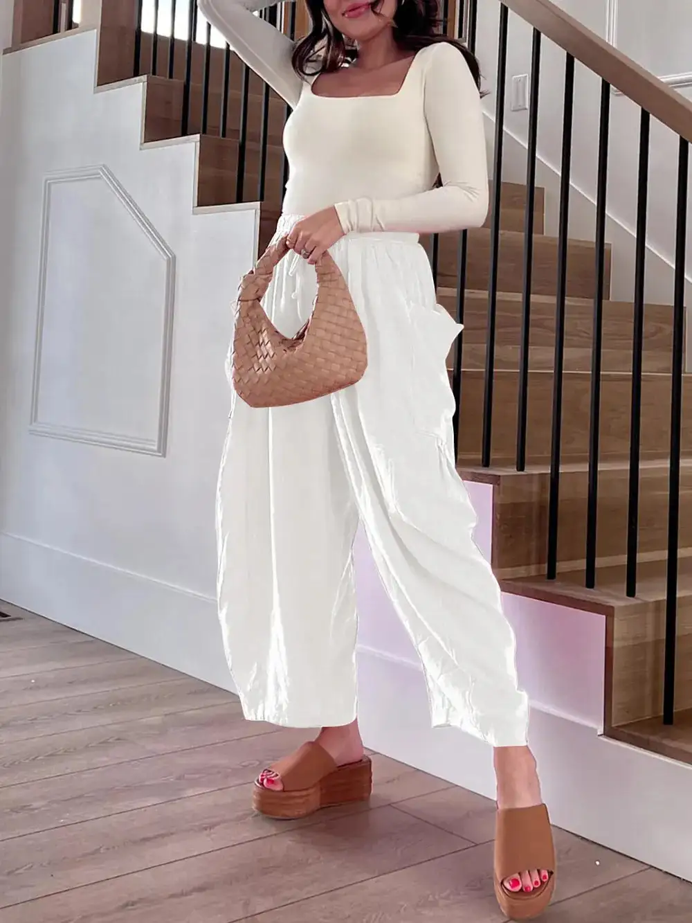 Casual Drawstring Pocket Detail Pants