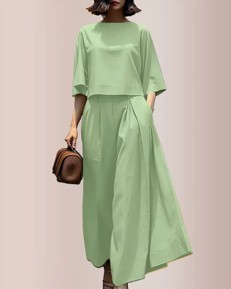 Effortless Drape Two-Piece Wide Leg Lounge Set