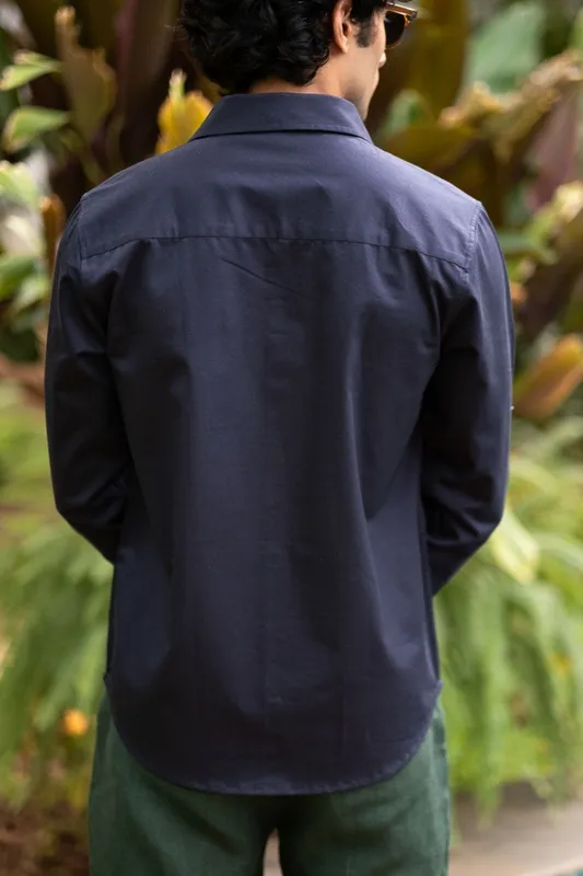 Navy Heavyweight Cotton Overshirt Jacket