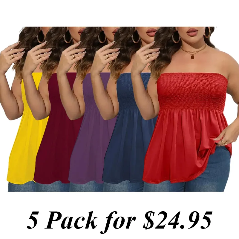 5PACK-Plus Size Tube Top For Ulder Tops Sexy Summer