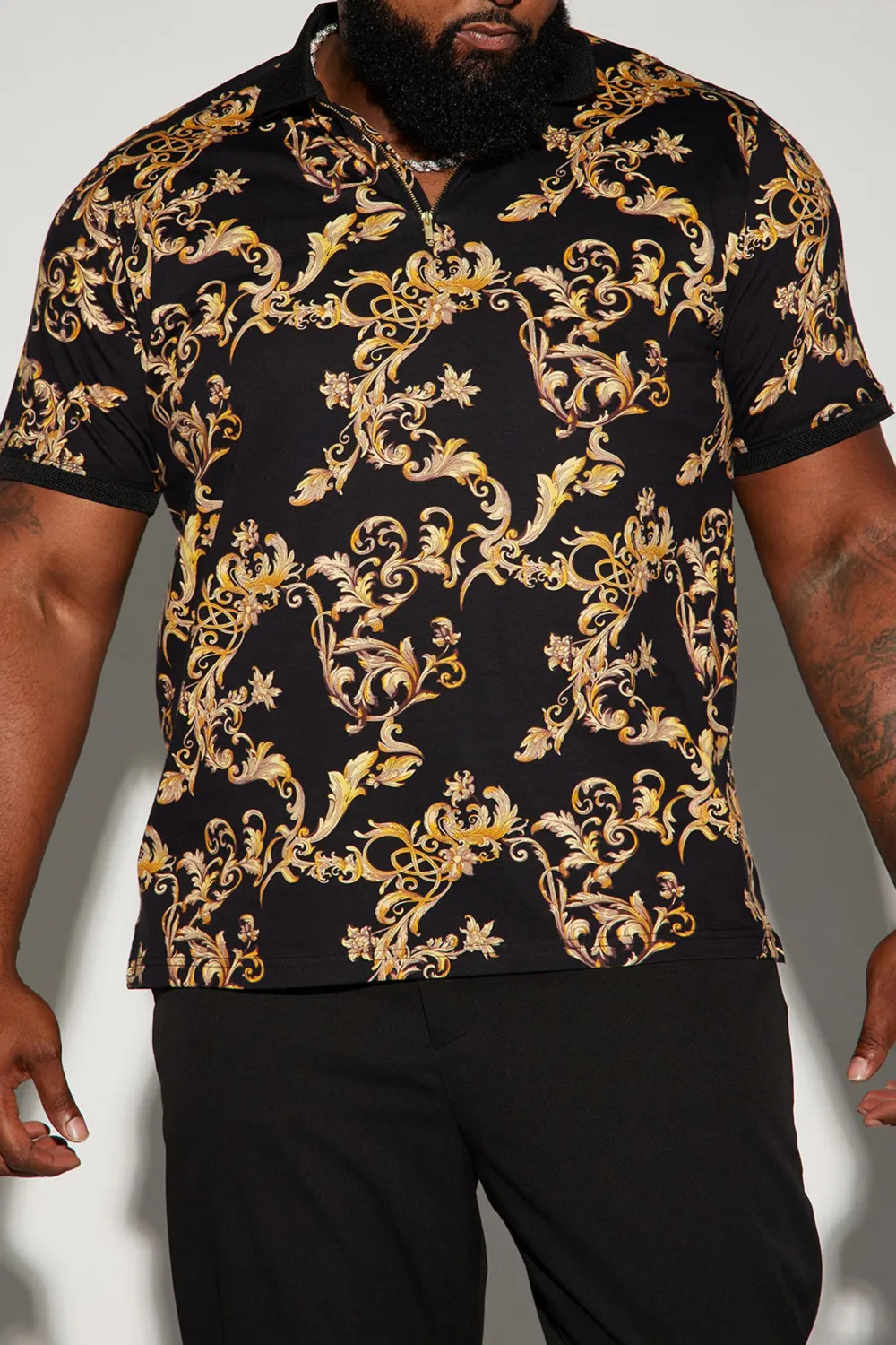 Graphic Short Sleeve Polo - Black